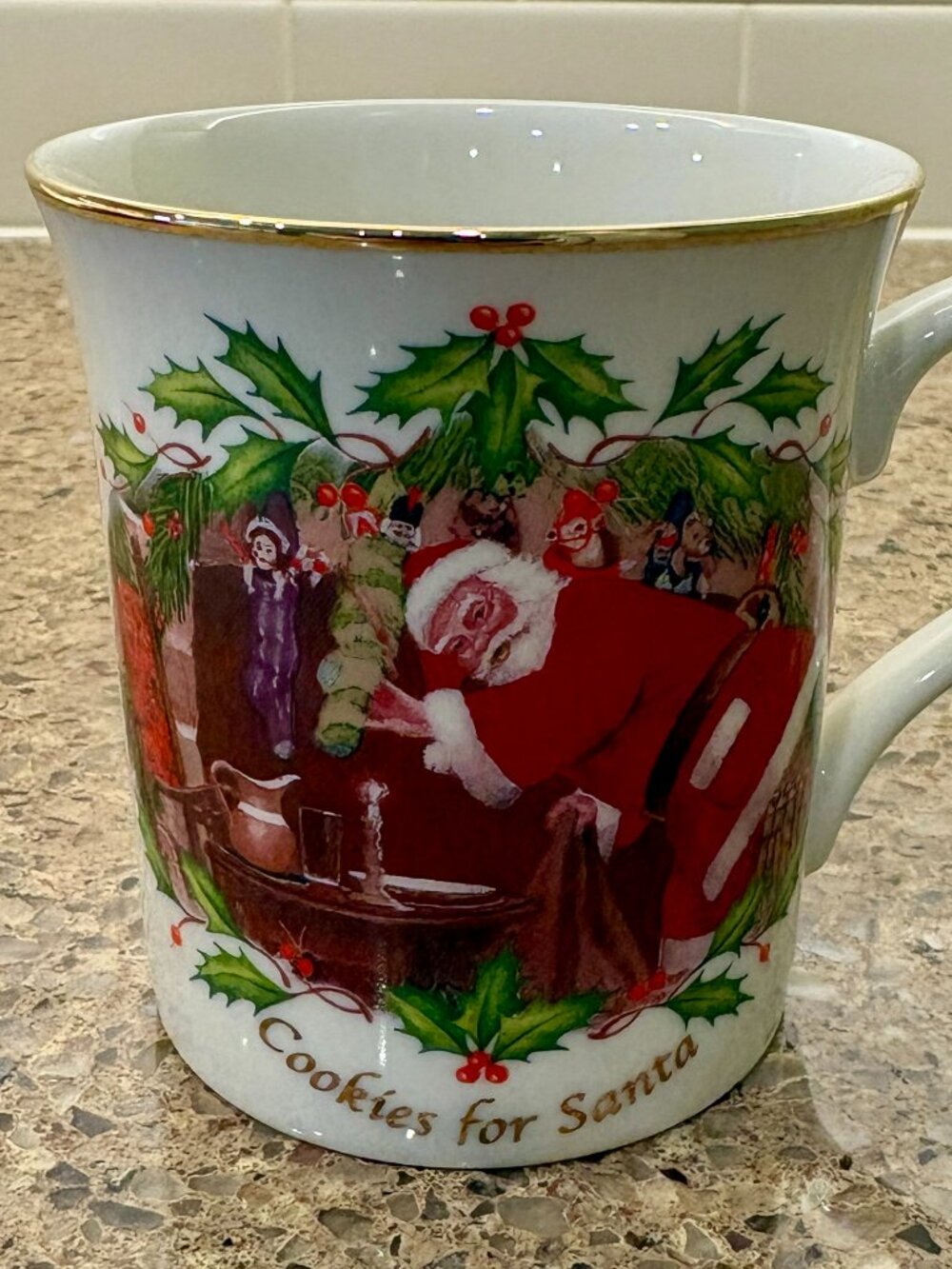 Lenox Gold Trim Christmas Coffee/Tea Mug - "Cookies for Santa"